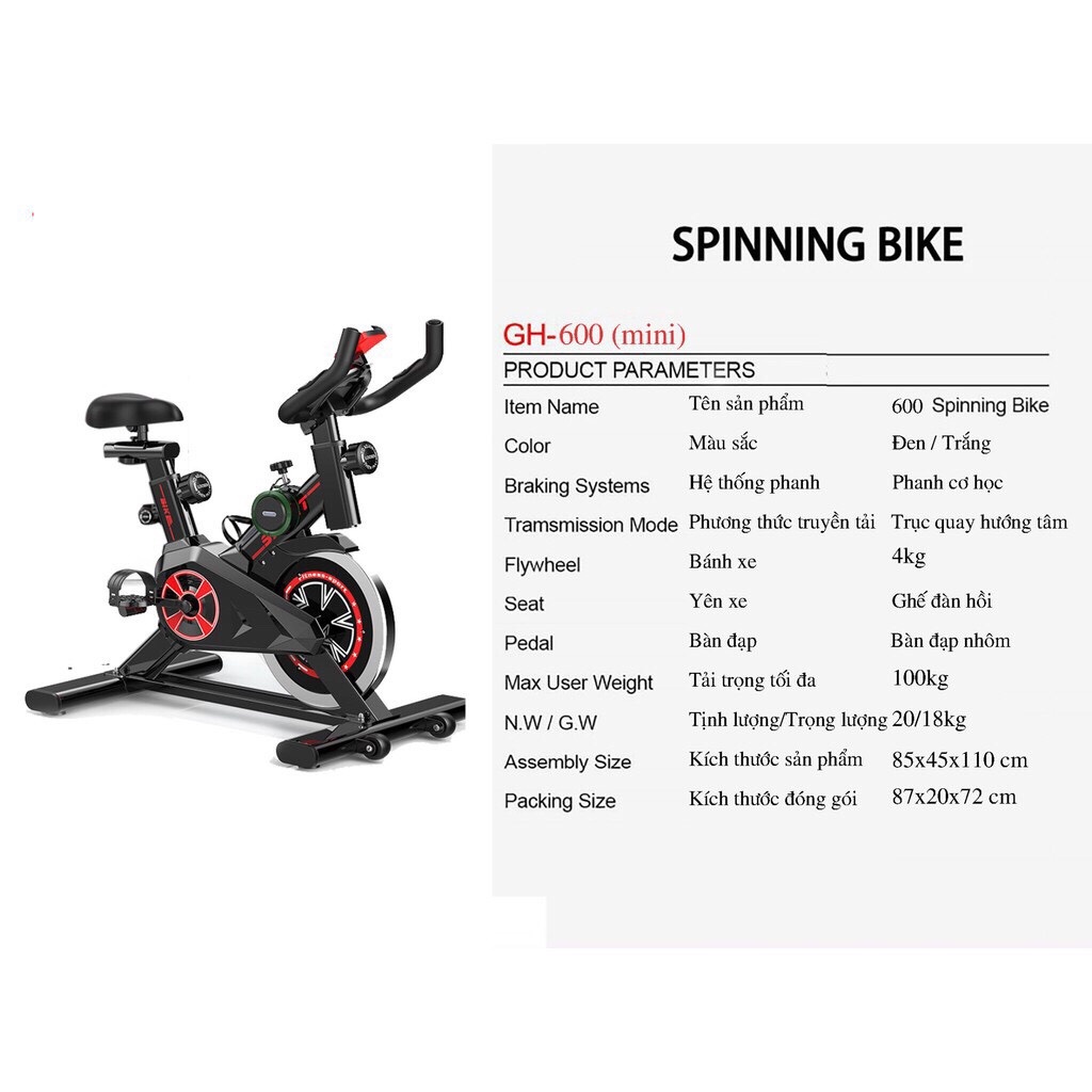 Xe đạp thể dục tại nhà SPINBIKE GH 600, hàng nhập khẩu chính hãng đảm bảo chất lượng
