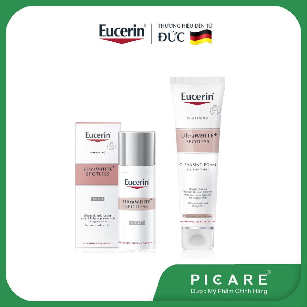 [CHÍNH HÃNG] Combo Eucerin kem dưỡng trắng da ban đêm Ultrawhite+ Spotless 50ml và sữa rửa mặt trắng da 150g