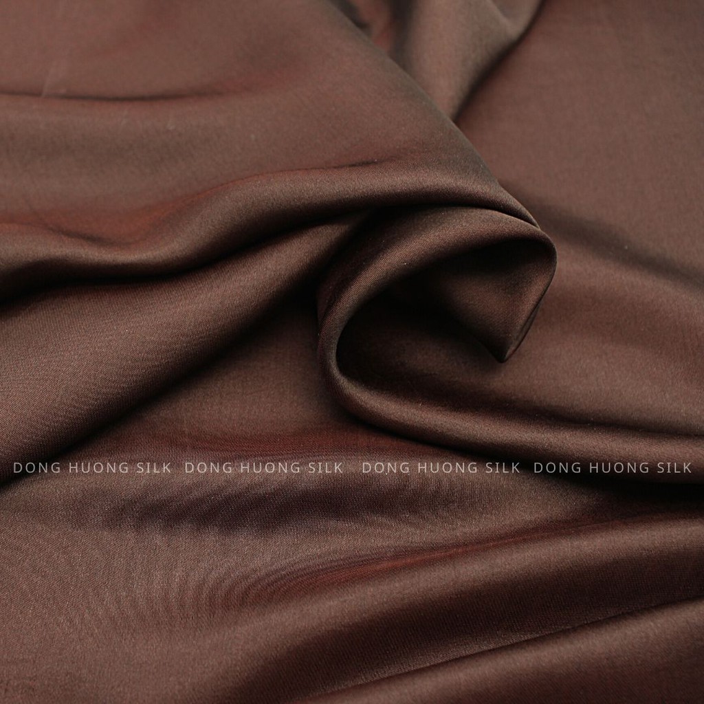 Vải Lụa Hà Đông Satin Trơn may áo dài Màu Nâu Chocolate LTS36 - mát, mềm, tôn dáng, quý phái, sang trọng