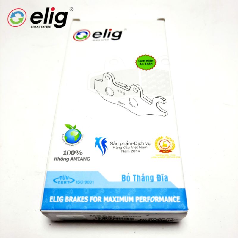 Má phanh. Bố thắng đĩa trước ELIG mã H002. Lắp cho xe Wave Rs, Future 2, Future Neo, và một số dòng xe khác.