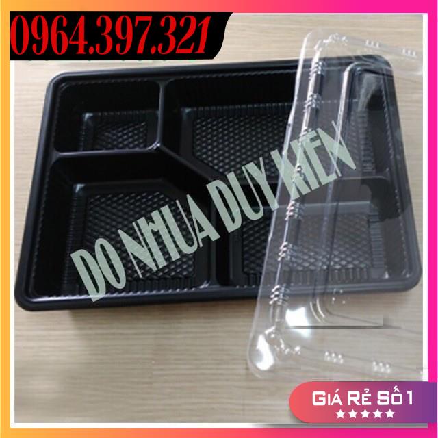 Sỉ 10 Khay Nhựa Đựng Cơm 4 Ngăn HT25 (kèm nắp) - NHẬT ANH