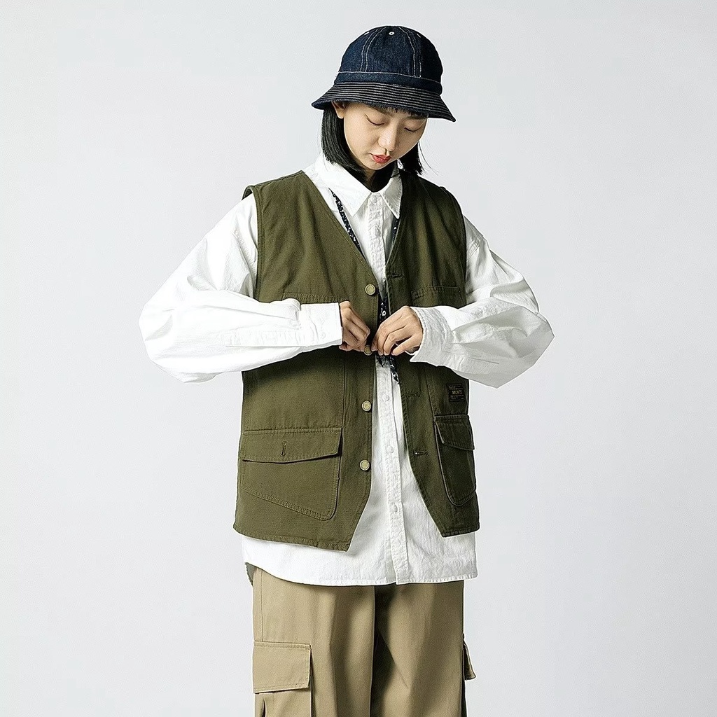 Áo Ba Lỗ Dáng Rộng Phối Nhiều Túi Phong Cách Hip Hop Thời Trang Mùa Hè Cho Nam Và Nữ size M-2XL