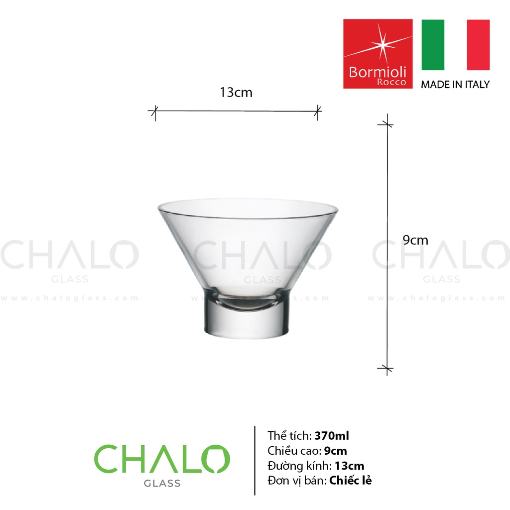 [Made in Italy] Bát thủy tinh đựng kem miệng loe Bormioli Rocco - Ypsilon 370ml - 340750