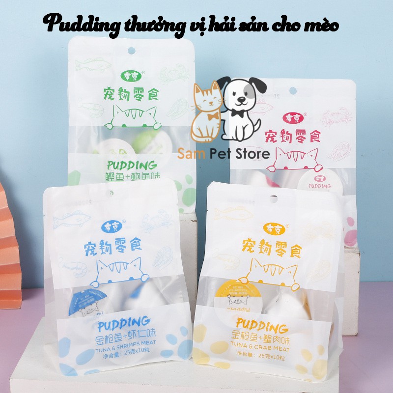Pudding thưởng vị hải sản Pipitao cho chó mèo gói 10 viên