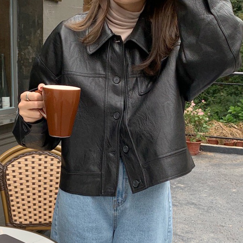 Áo khoác da nữ, áo khoác da croptop năng động cá tính phong cách Hàn Quốc 2021