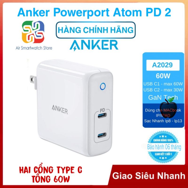 Củ sạc Anker PD 2 A2029 60W hai cổng USB C
