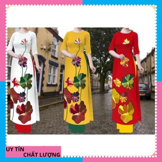 [ HÀNG CAO CẤP ] áo dài truyền thống lụa 3D