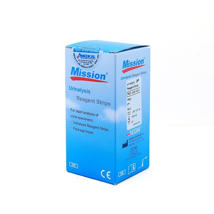 Que thử nước tiểu ACON Mission 3 thông số hộp 100 test