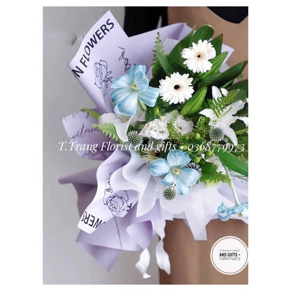 Giấy gói hoa &quot;FASHION FLOWERS&quot; hoạ tiết nhiều màu