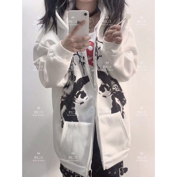 Áo khoác len tay dài trùm đầu cardigan có túi rời mặc với phong cách punk, gothic, thể thao, streetstyle | BigBuy360 - bigbuy360.vn