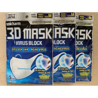 COMBO 60 CÁI KHẨU TRANG 3D MASK VIRUS BLOCK (10 GÓI)