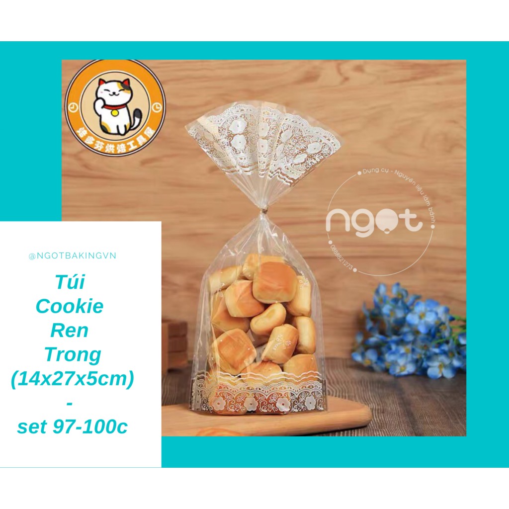 Túi cookie Ren trong (14x27x5cm) set 97-100c