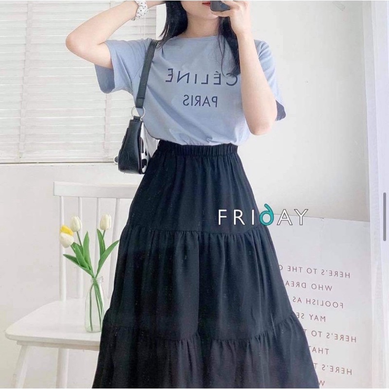 Sét áo Cline + chân váy ba tầng TH6