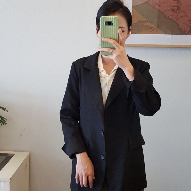 [BLAZER 03] Blazer dài tay hai lớp màu trơn phong cách Hàn Quốc