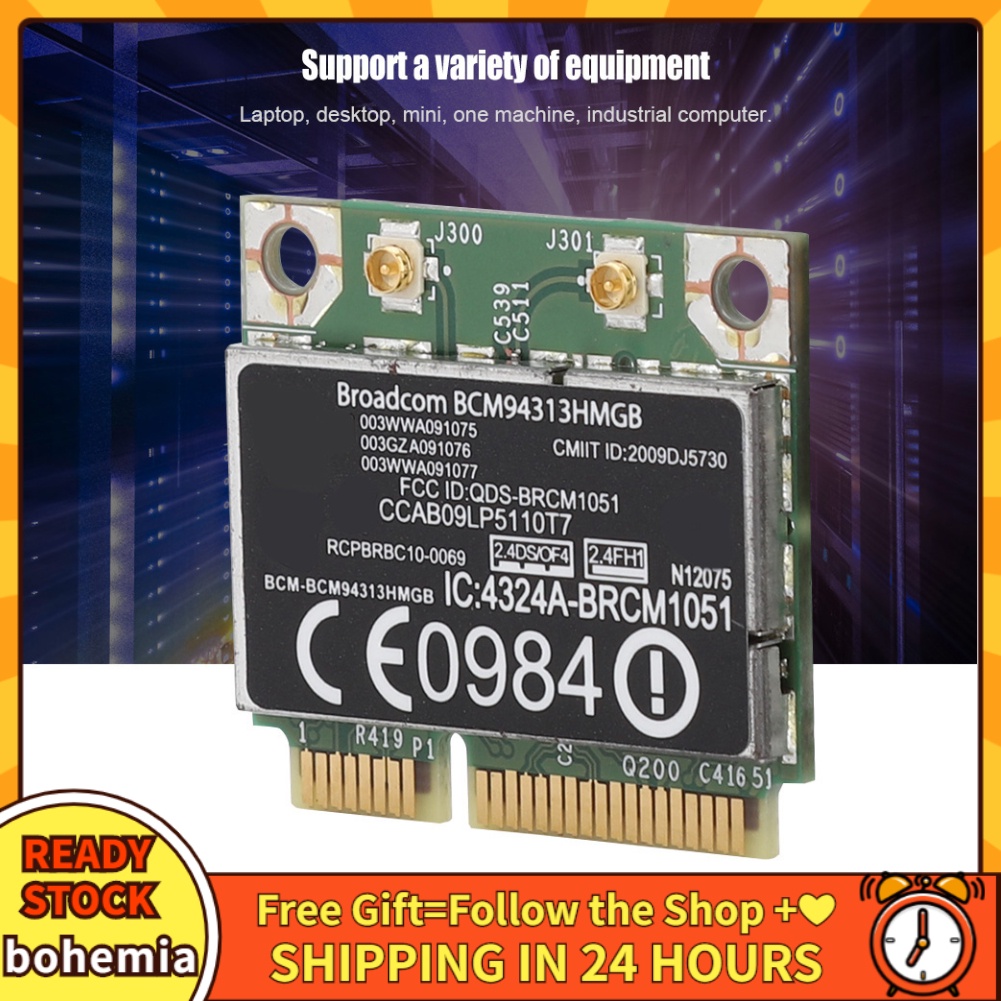 (Bohemia)Card Wifi Bcm94313Hmgb B / G / N Không Dây + Bt3.0 150mbps Cho Hp Bcm431