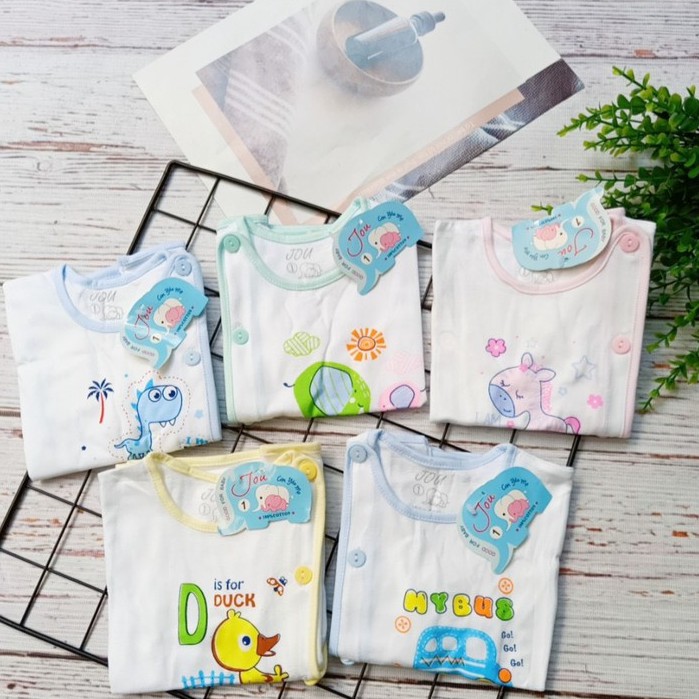 (Chất đẹp)Combo 5 Áo Sơ Sinh Tay dài Tay Ngắn Bác Sĩ Trắng Jou cho Bé Trai/ Bé Gái  vải cotton 100% mịn mát