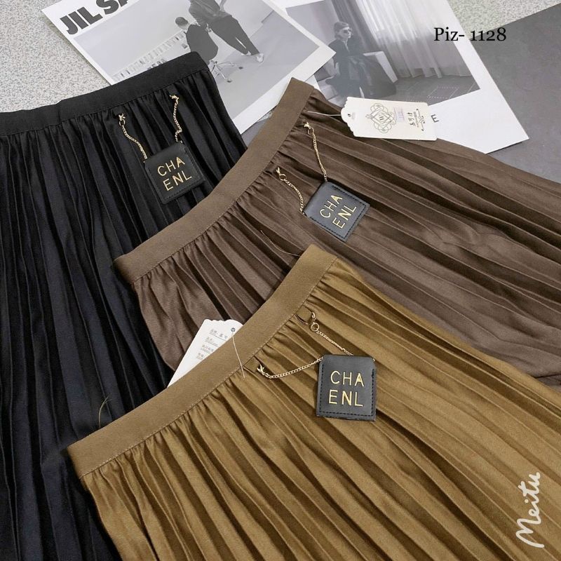 Chân váy dạ xếp ly dáng dài hàng Quảng Châu