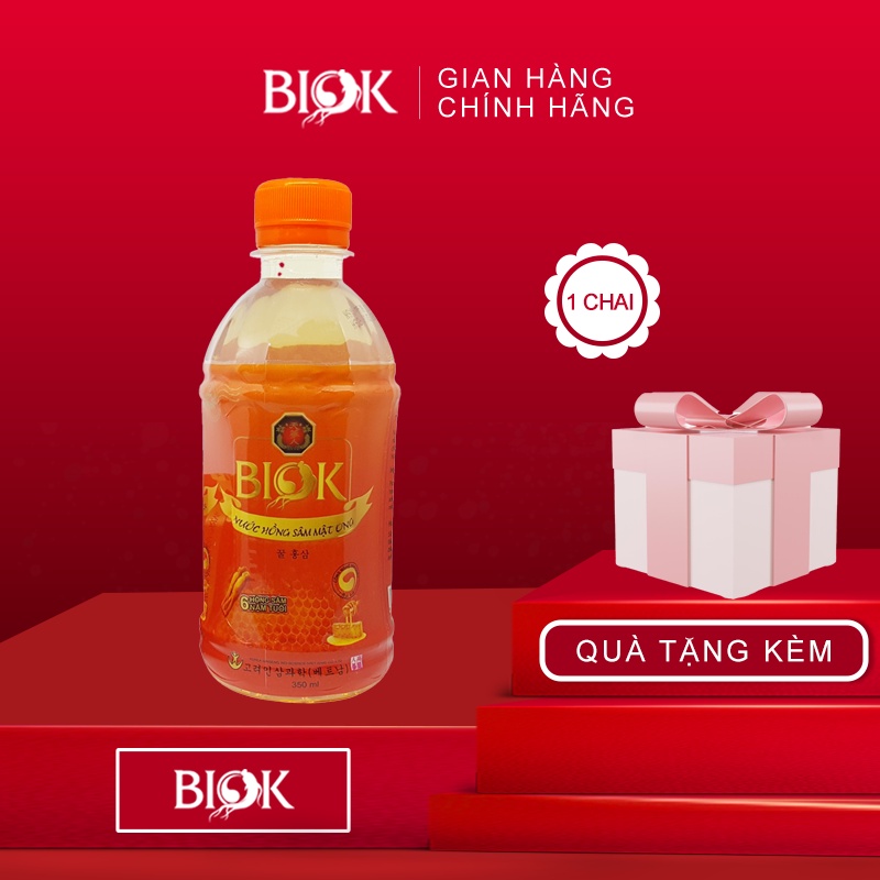 Nước thảo dược hồng sâm mật ong Biok - chai 350ml vị thơm ngọt dễ uống