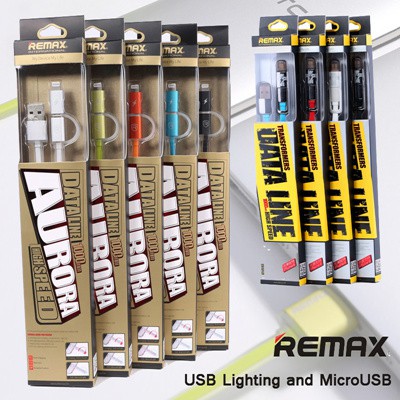 CHÍNH HÃNG  Dây Cáp Sạc Remax 2 Đầu 2 in 1 Cho IPhone, Micro Usb Có Đèn Led (Remax Aurora) - BH 6 Tháng