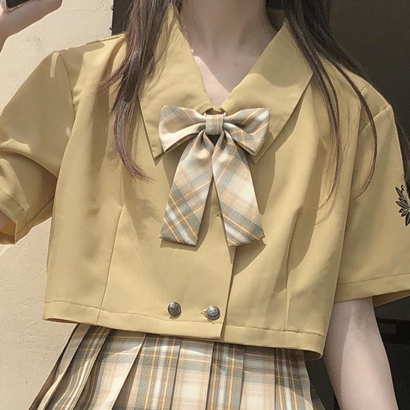 Bộ Đồng Phục Nữ Sinh Amoi 2022 Gồm Áo Sơ Mi Tay Ngắn Phối Chân Váy Xếp Ly Xinh Xắn