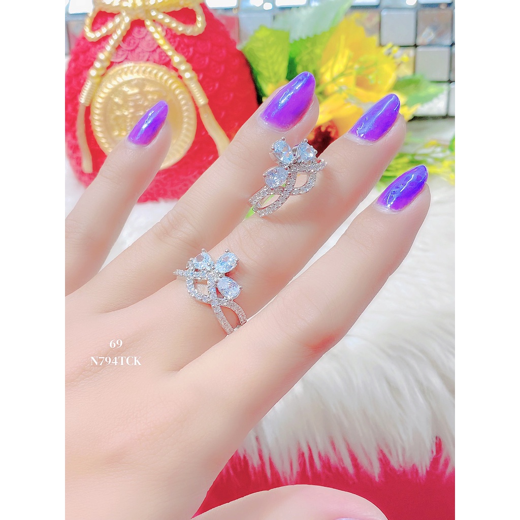 Trang Sức UHA - Nhẫn nữ UHA đá màu mạ vàng 18k đính đá CZ N794