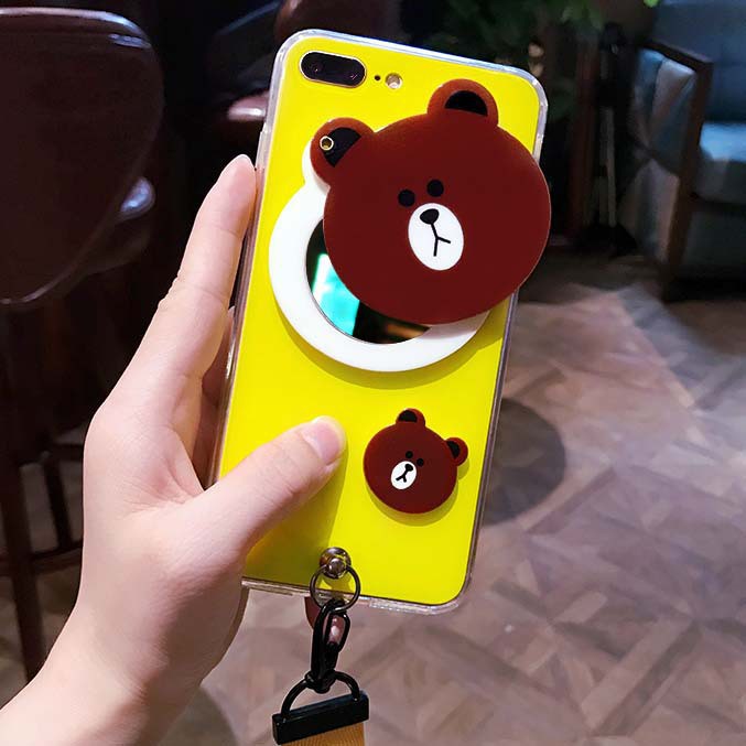 [ IPHONE ] Ốp Lưng Gấu Thỏ 3D kèm Gương Và Dây - C013 | BigBuy360 - bigbuy360.vn