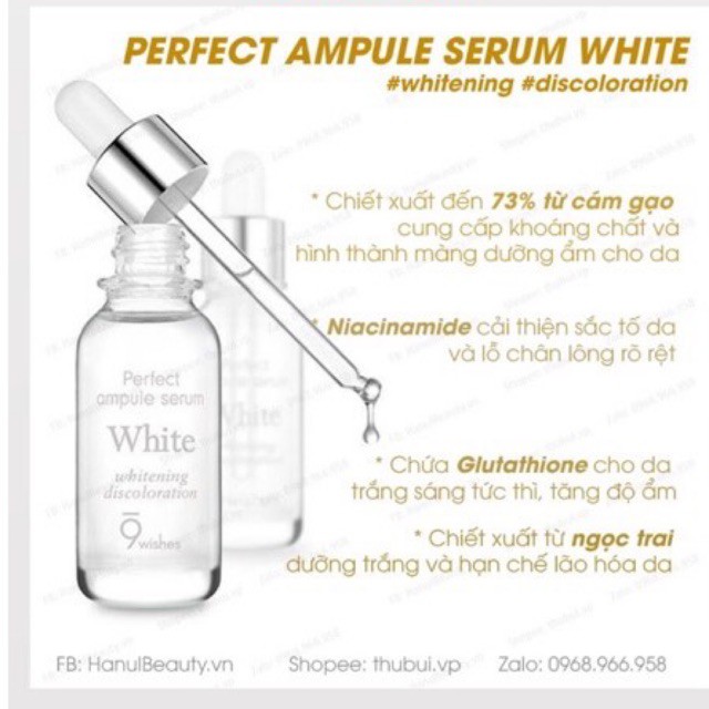Tinh chất dưỡng da 9WISHES siêu đỉnh Ampule Perfect Serum chai thuỷ tinh 25ml | BigBuy360 - bigbuy360.vn