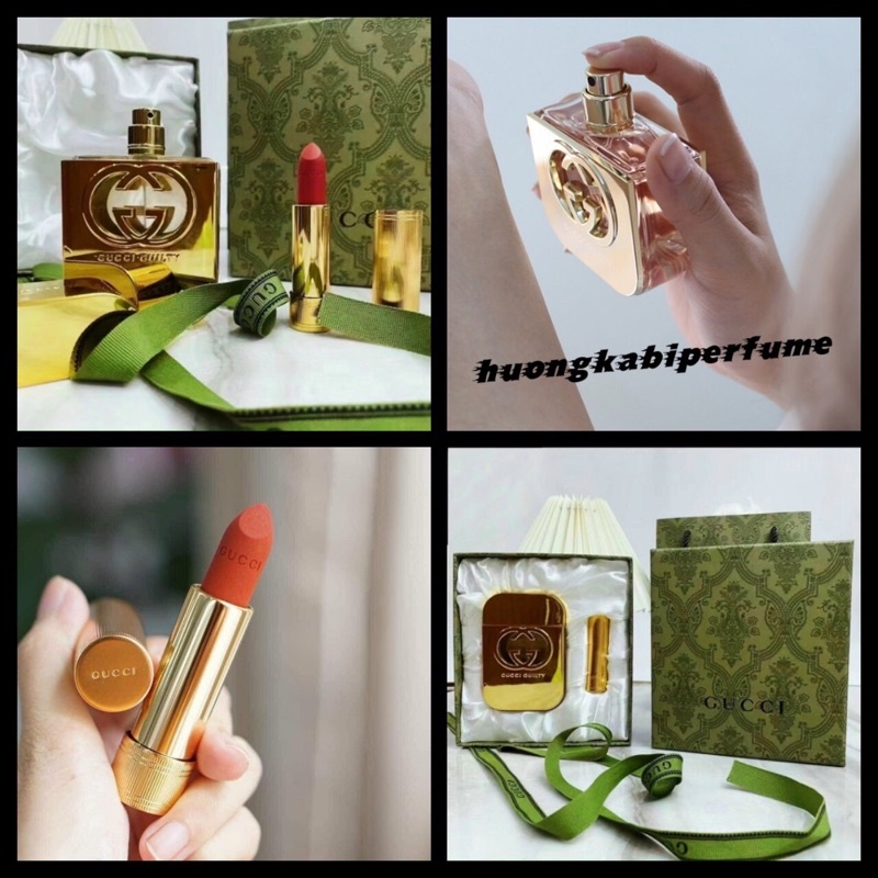 [LIMITED- CỰC PHẨM] set nước hoa &amp; son gucci gulity  hộp quà siêu sang - thích hợp làm quà tặng