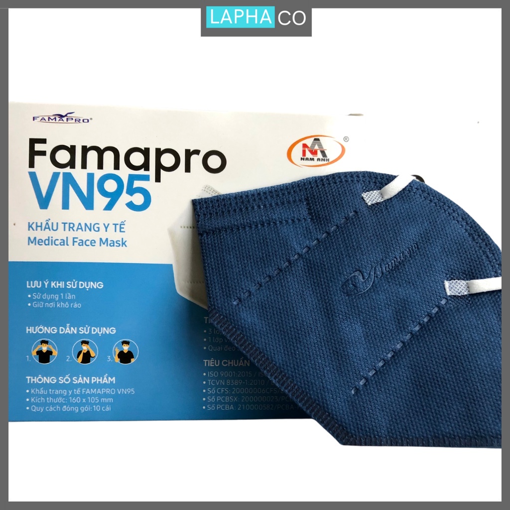 Khẩu trang y tế Famapro VN95/ JN95/ VNN95 5 lớp chống bụi mịn PM2.5, được FDA kiểm nghiệm