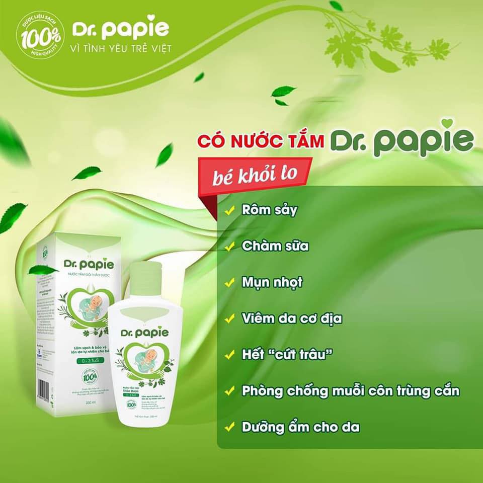 Nước Tắm Gội Thảo Dược Dr Papie 230ml