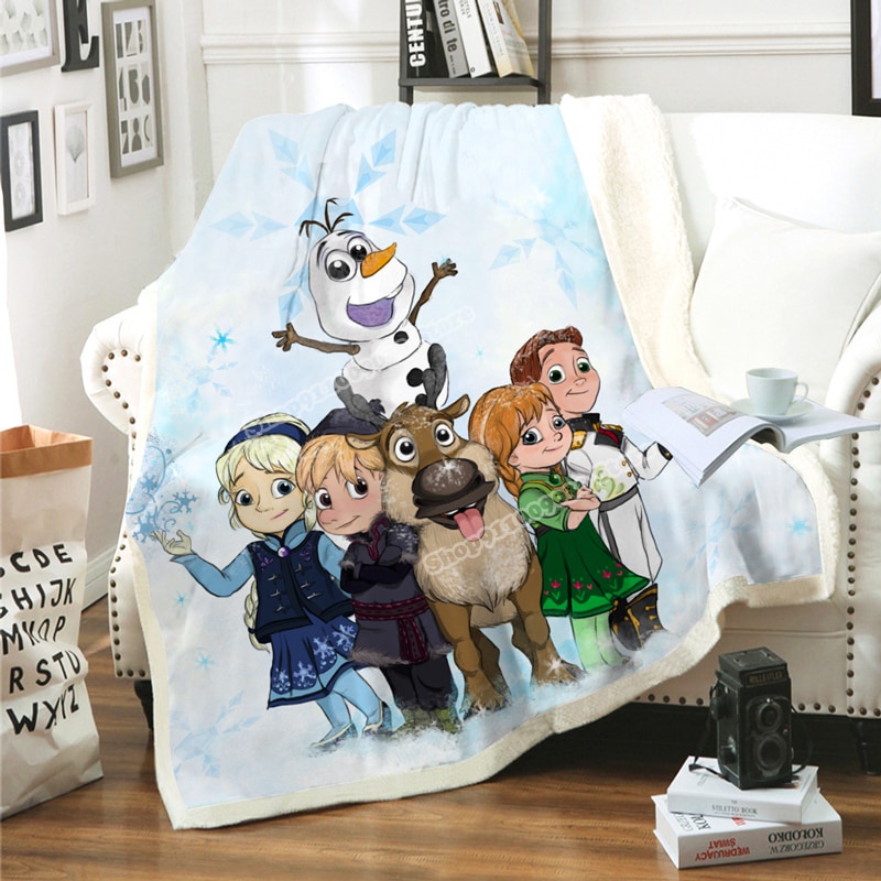 Disney frozen elsa chăn ấm áp cho trẻ em bộ đồ giường sofa phim hoạt hình quà tặng len bông