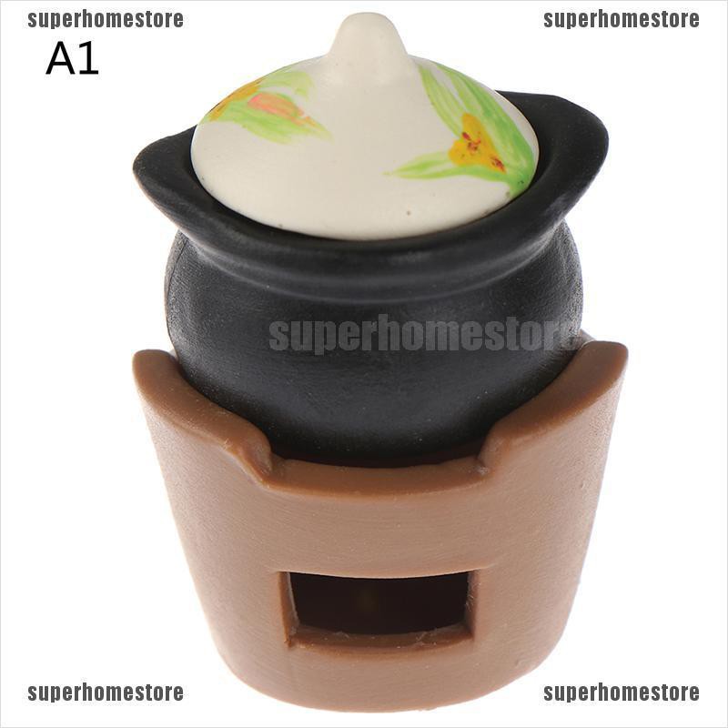 [superhomestore]1:12 Dollhouse Miniature Carbon Stove Soup Pot Model Kitchen Cooking Toy