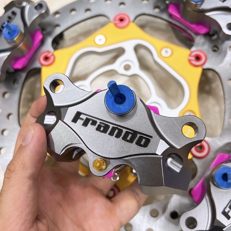 Heo Dầu FRANDO 2piston đối xứng, gắn thông dụng nhiều dòng xe - Cả Trước và Sau 3 Màu: NÂU - XÁM - ĐEN