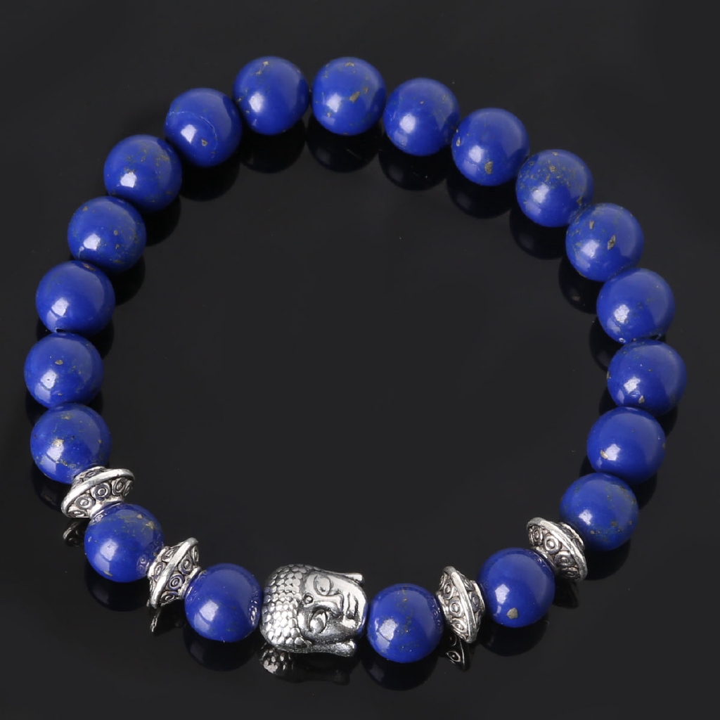 Vòng tay chuỗi hạt đá lapis lazuli tự nhiên may mắn thời trang cho nam nữ