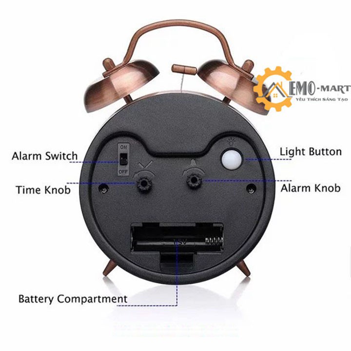 Đồng hồ báo thức TWIN BELL ⚡️𝐅𝐑𝐄𝐄 𝐒𝐇𝐈𝐏⚡️ Kiểu dáng chuông cổ điển - Chuông to | BigBuy360 - bigbuy360.vn