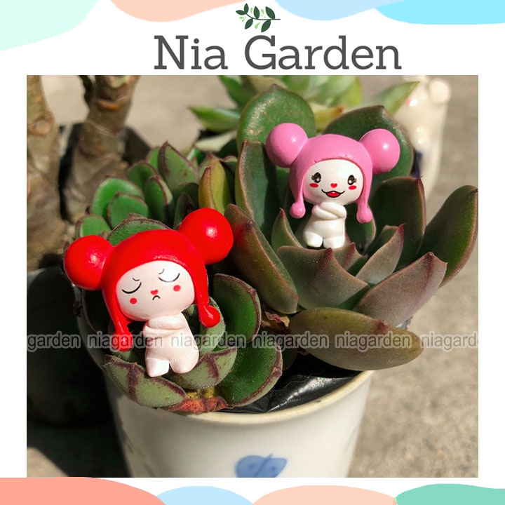 Tiểu cảnh em bé nón len tượng mini trang trí vườn chậu cây terarium hồ cá Nia Garden N5