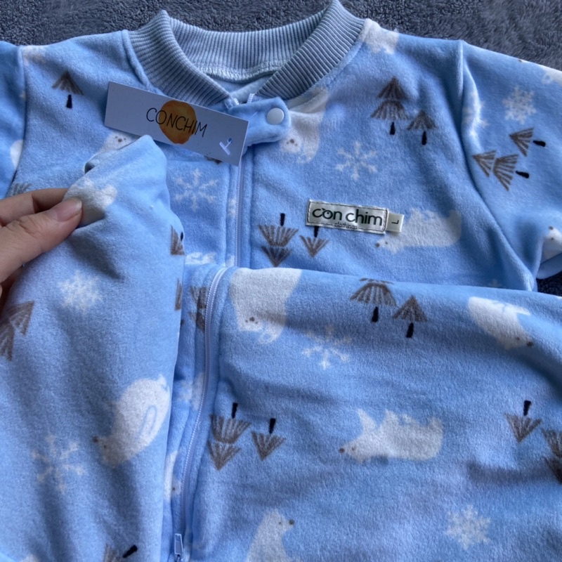 Túi ngủ vải nỉ mềm ấm,có khoá mở chân conchimkids
