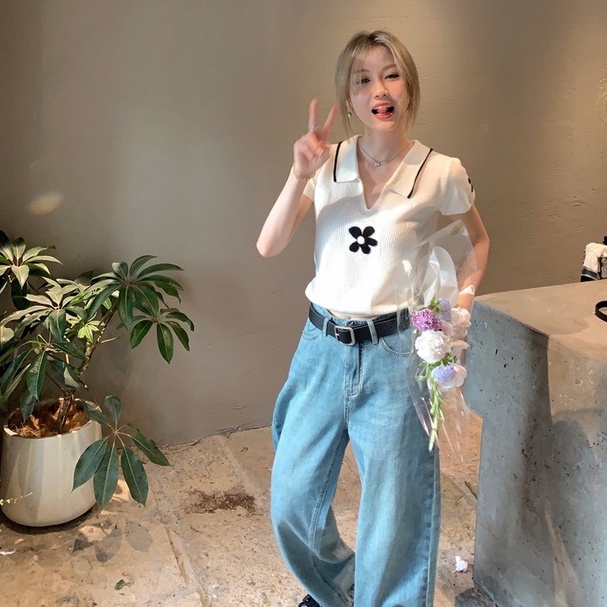 Áo thun polo dệt kim ZHELIHANGFEI tay ngắn thiết kế thời trang trẻ trung cá tính