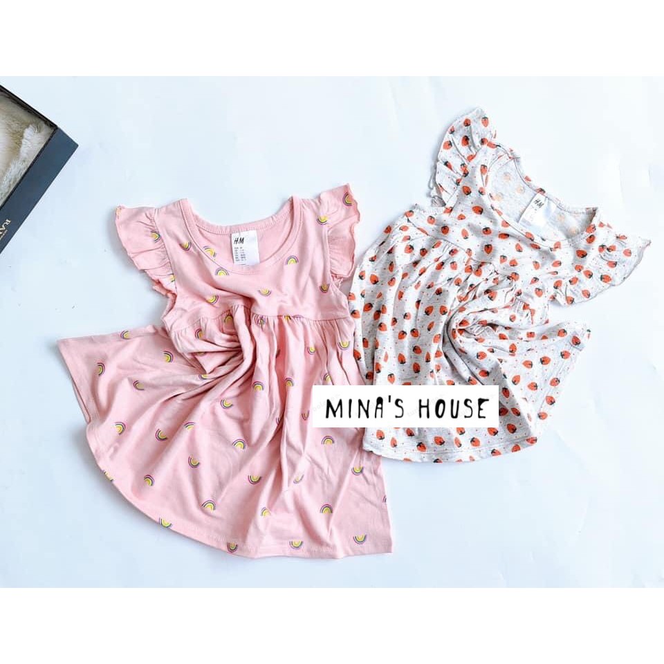 [ẢNH - VIDEO THẬT] Váy HM cánh tiên cotton mềm mịn thoáng mát nhiều họa tiết siêu rẻ bé gái size 1-6 tuổi