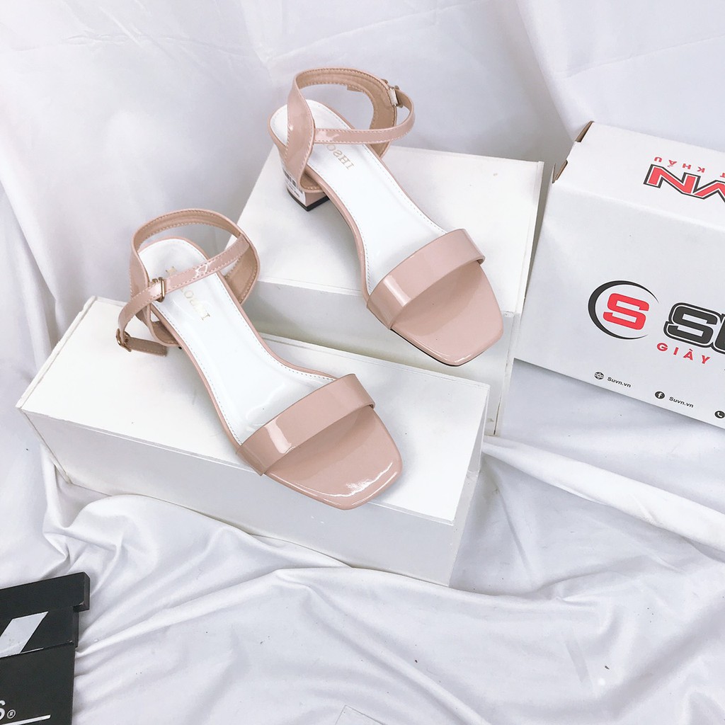 Sandal 1 quai ngang da bóng trụ 5cm (vnxk)