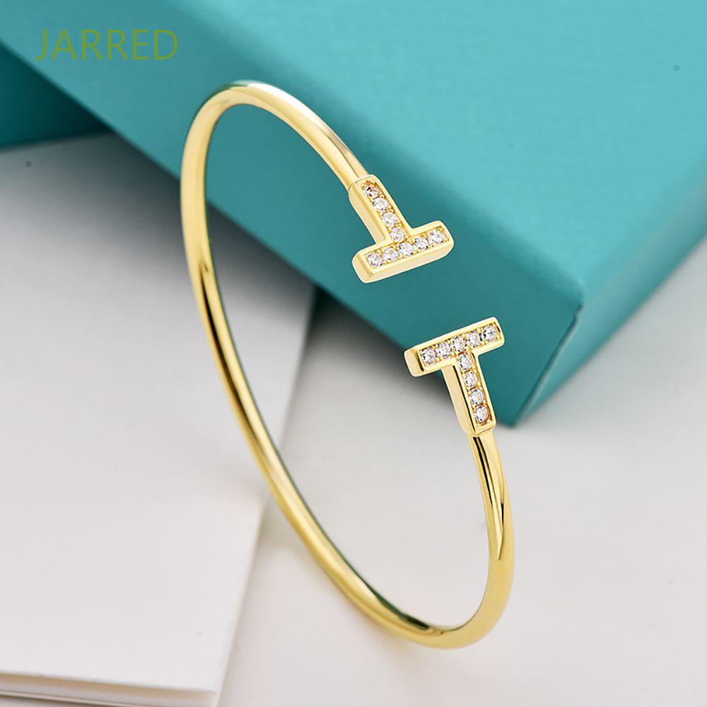 Vòng Tay Hợp Kim Hình Chữ T Đính Đá Nhiều Màu Tùy Chỉnh Thời Trang Hàn Quốc Cổ Điển Cho Nữ
