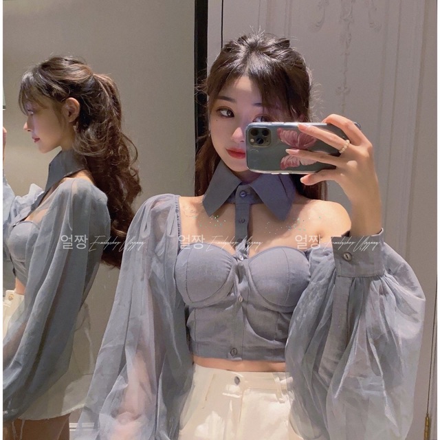 Sơ mi voan tay phồng