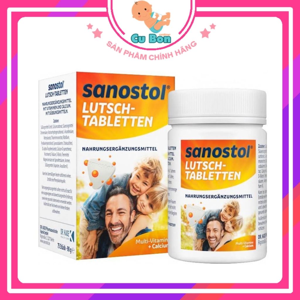 Viên Ngậm Sanostol Đức Bổ Sung Canxi & Multi-Vitamin Tổng Hợp + Canxi, 75 Viên cho trẻ từ 4 tuổi và người lớn