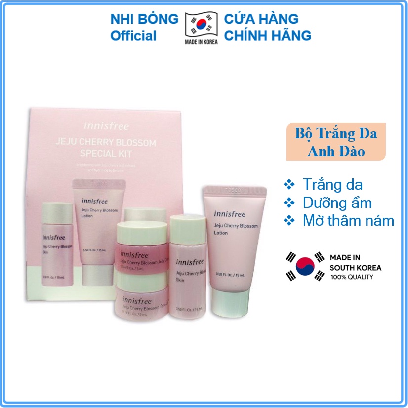 Bộ Trắng Da - Set Trắng Da Mini chiết xuất Từ Hoa Anh Đào Innisfree Jeju Cherry Blossom Kit