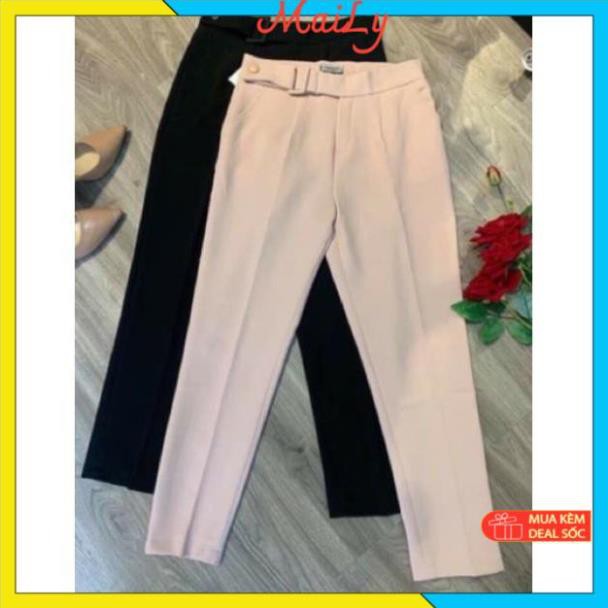 Quần vải nữ form đẹp [HÀNG THIẾT KẾ] Quần tây nữ lưng cao đai vuông cúc lệch chất vải tuyết mưa lên dáng chuẩn | BigBuy360 - bigbuy360.vn