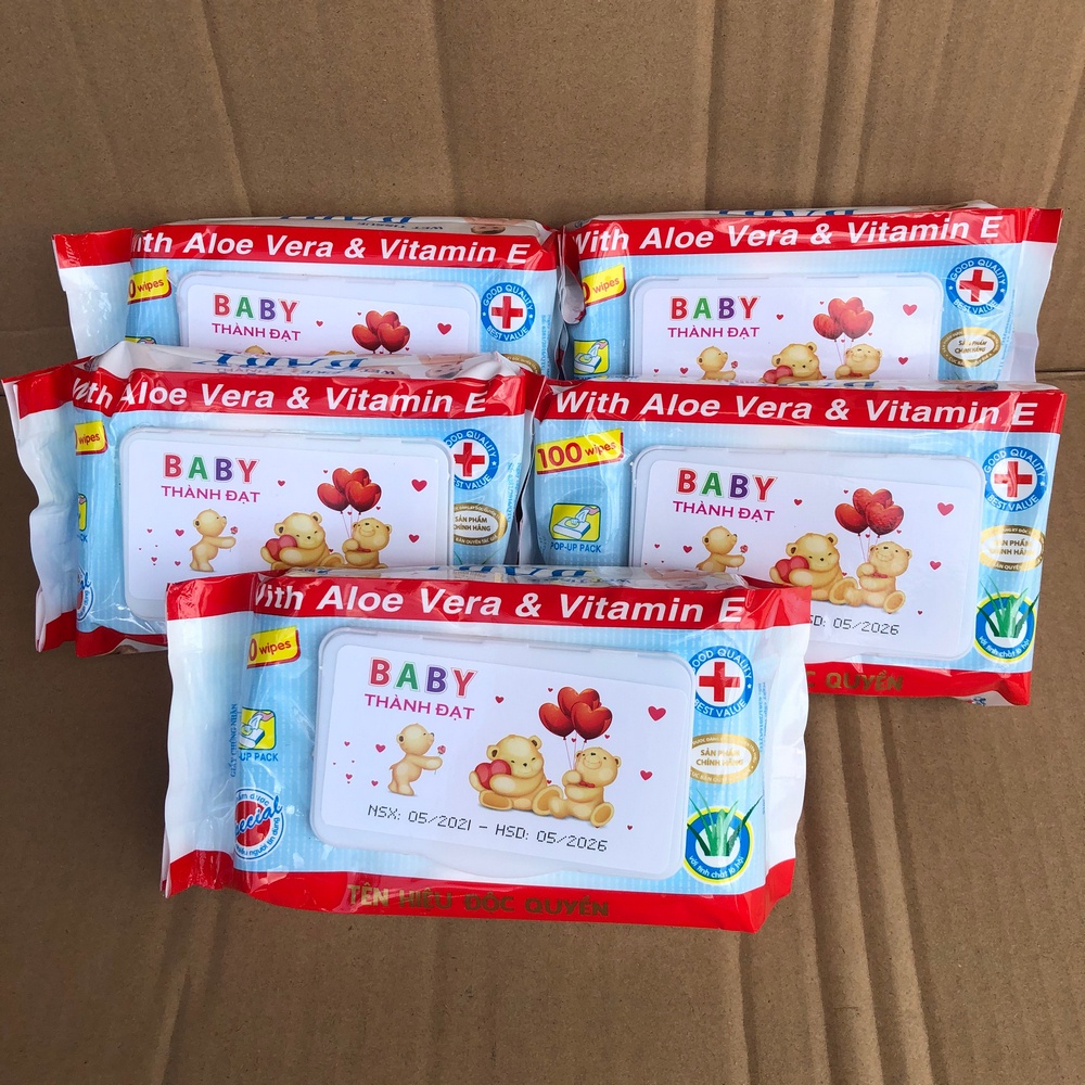 Khăn Ướt Baby Chiết Xuất Lô Hội Và Vitamin E (100 tờ/ gói)