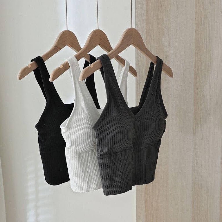 Áo Thun sát nách nữ sang chảnh mặc vest cực xinh - Áo bra ba lỗ tập gym màu đen màu trắng xanh da nâu