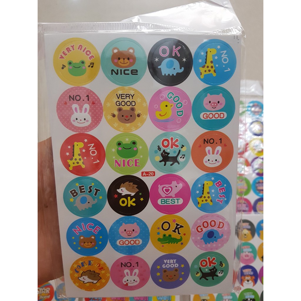 Set 10 túi Sticker Lời Khen Tiếng Anh Siêu Đẹp