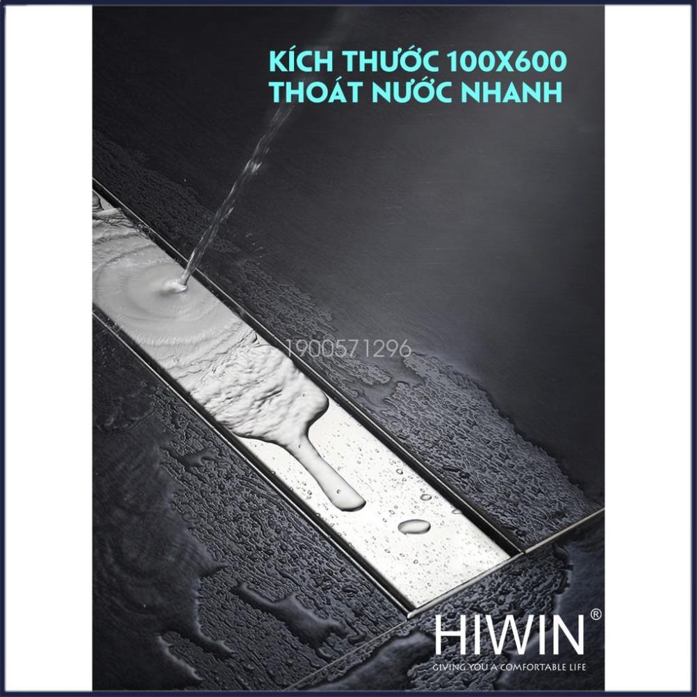 Phễu ga thoát sàn dài thoát nước nhanh inox 304 mặt mờ phi lệch kích thước 100x600mm HIWIN FD-10606