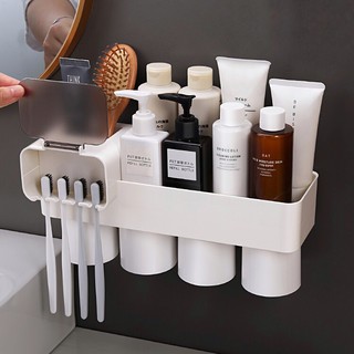 Kệ treo bàn chải đánh răng dán tường kèm cốc, kệ để sữa rửa mặt, kệ nhà tắm, kệ gương phòng tắm, kệ để đồ phòng tắm